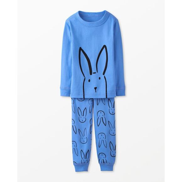 Hanna Andersson Other - Hanna Andersson US 6 - 7 Blue Bunny Long John Pajama Easter Set Boy Girl Unisex